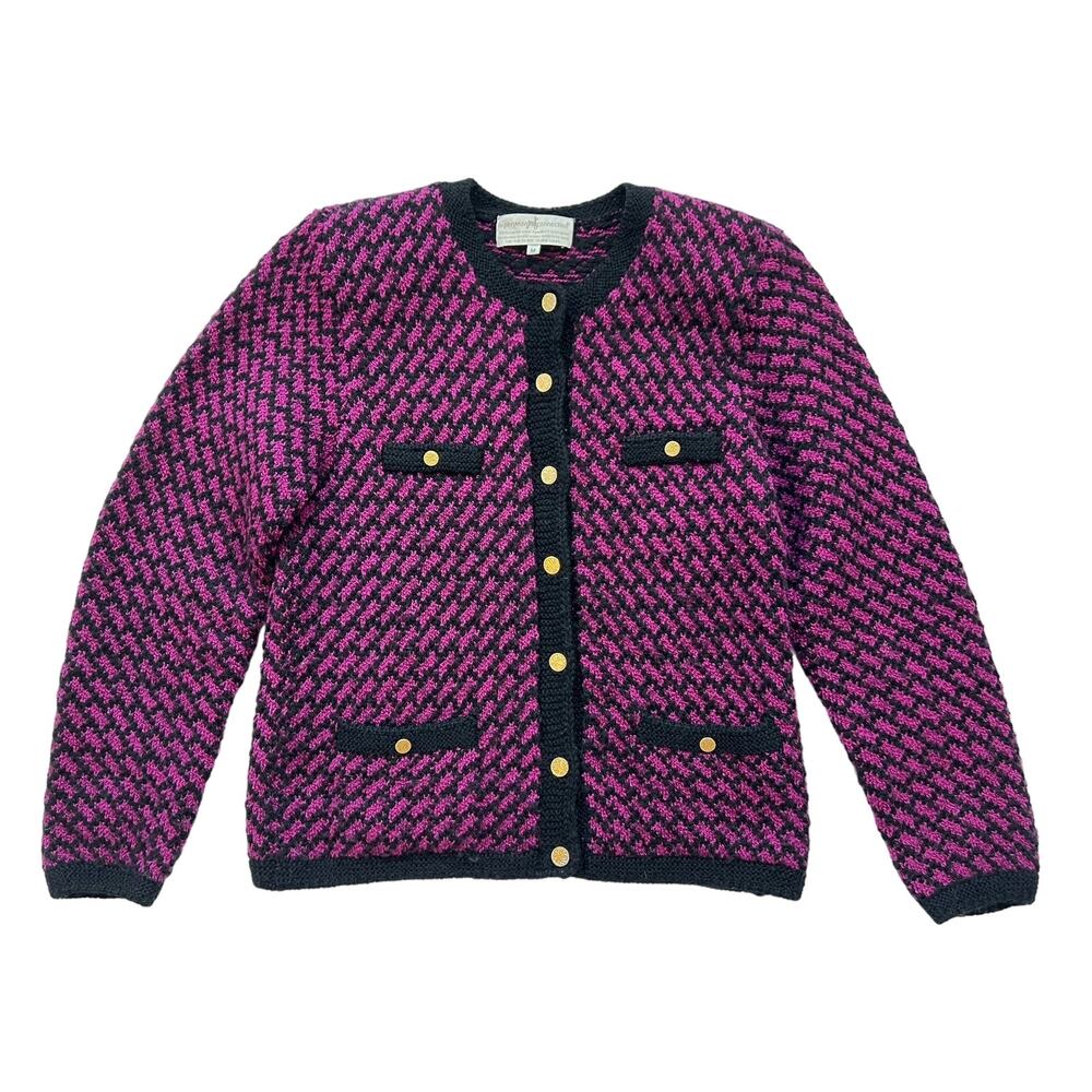 Peruvian Connection 100% Wool Women’s Pink/Black Pattern Blazer (Size M)